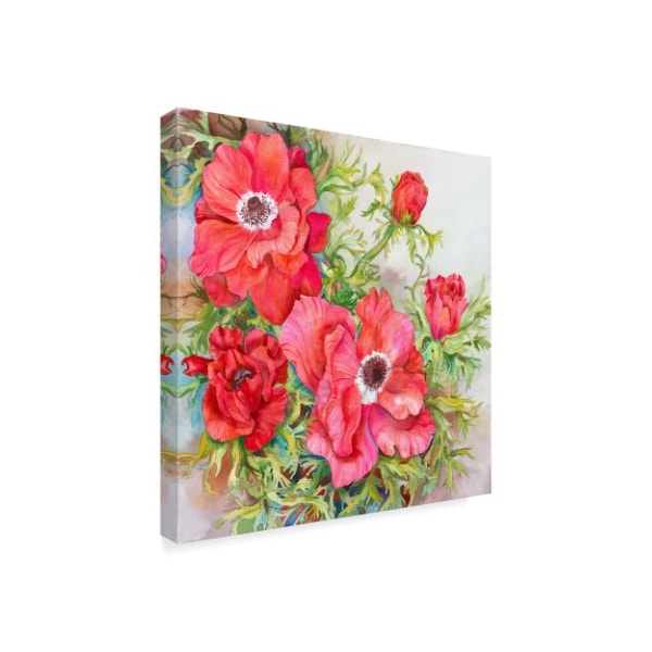 Joanne Porter 'Red Anemones' Canvas Art,14x14